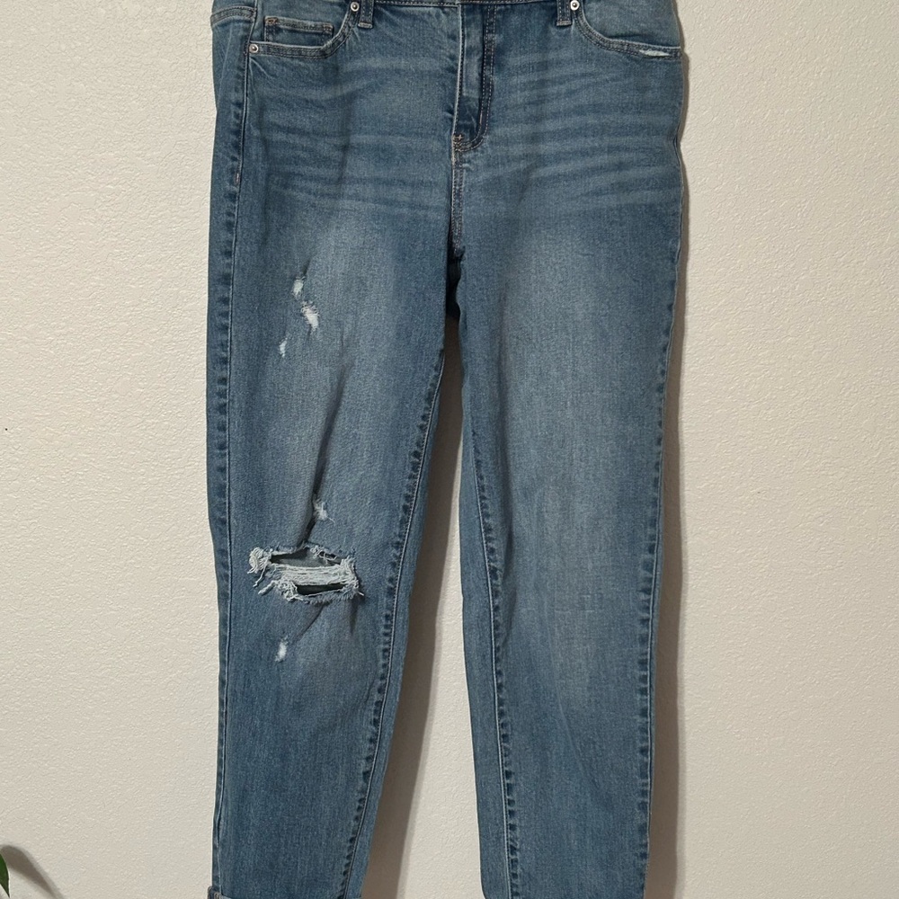 Time and Tru Blue Distressed Ankle Jeans